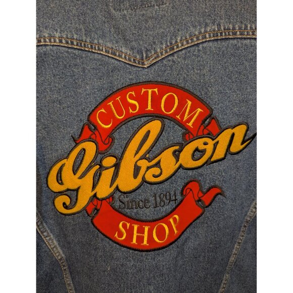 1990's International Denim Gibson Custom Shop Embroidered Denim Jacket, Leather - Picture 4 of 8